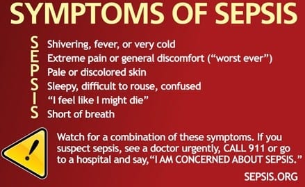 Symptoms of sepsis